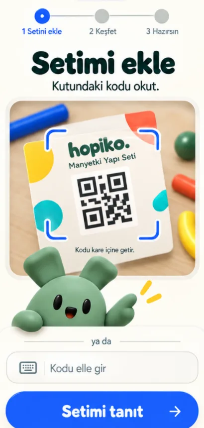 Setimi ekle ekranı: kutudaki kodu okut